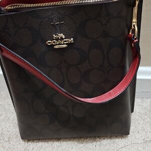 Coach Brown and Red Crossbody Bag